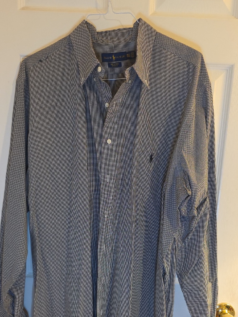 Ralph Lauren Black and White Micro-Check Long-Sleeve Button-Down Shirt